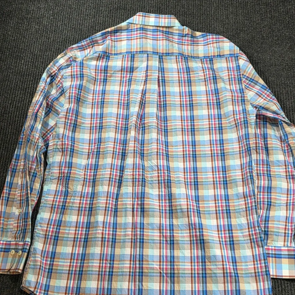 Peter Millar Plaid Button Down Mens Large Multi Color Excellent Hidden Collar